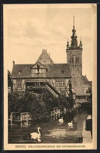AK Danzig, Müllergewerkshaus und Katharinenkirche