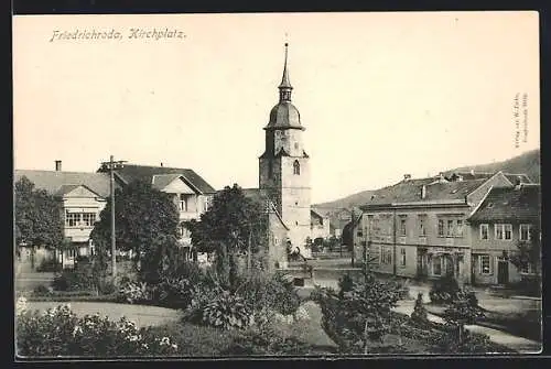 AK Friedrichroda, Kirchplatz mit Grünanlage