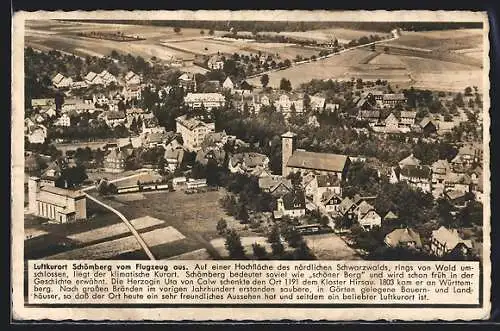 AK Schömberg / Schwarzwald, Ortsansicht vom Flugzeug aus