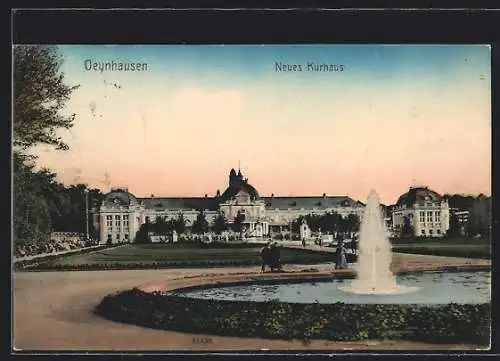 AK Bad Oeynhausen, Neues Kurhotel, Springbrunnen