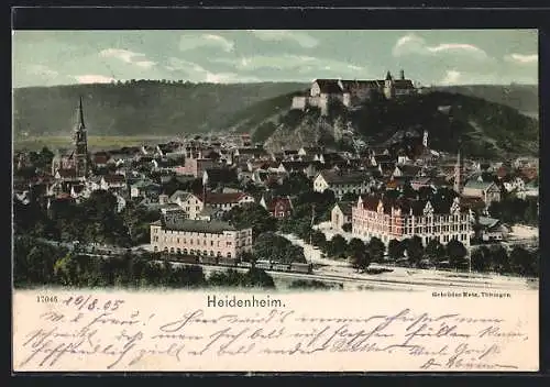 AK Heidenheim / Brenz, Ortsansicht mit Bahnhof