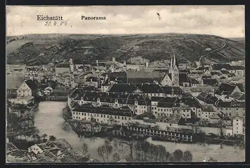 AK Eichstätt, Panoramaansicht mit Fluss