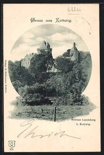 AK Kettwig, Blick zum Schloss Landsberg