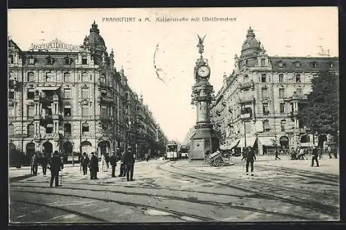 AK Frankfurt a. M., Kaiserstrasse mit Uhrtürmchen