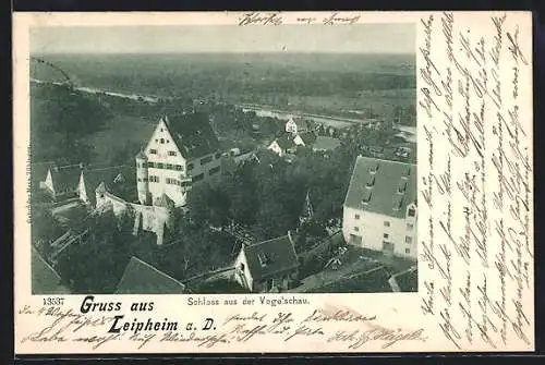 AK Leipheim a. d. D., Schloss aus der Vogelschau