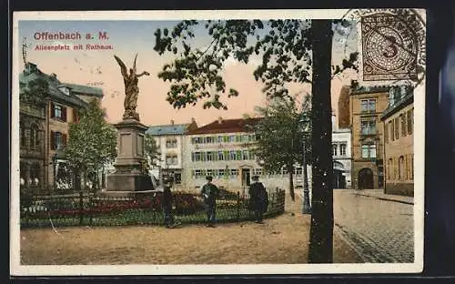 AK Offenbach / Main, Blick auf Alicenplatz mit Rathaus