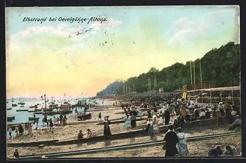 AK Hamburg-Oevelgönne, Gut besuchter Elbstrand