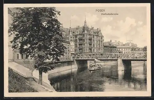 AK Posen / Poznan, Partie an der Wallischeibrücke, Dampfer