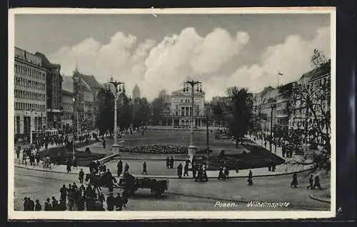 AK Posen, Wilhelmsplatz mit Strassenbahn