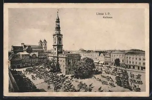 AK Lissa / Leszno, Rathaus, Marktplatz