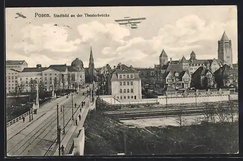 AK Posen, Stadtbild an der Theaterbrücke