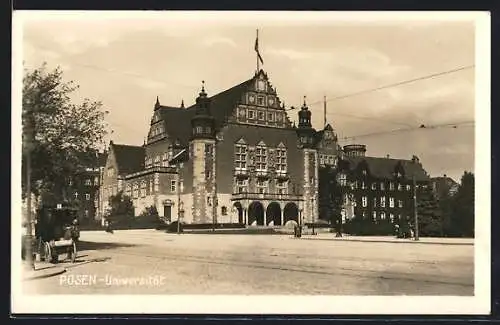 AK Posen / Poznan, Universität mit Strassenbahn