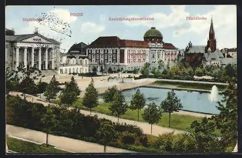 AK Posen, Stadttheater mit Ansiedlung und Paulikirche