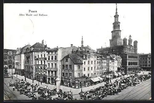 AK Posen / Poznan, Alter Markt und Rathaus aus der Vogelschau