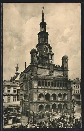 AK Posen / Poznan, Rathaus mit Leuten