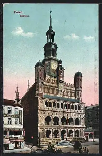 AK Posen / Poznan, Geschäftshandlung am Rathaus