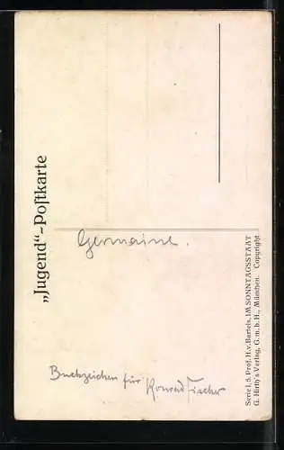 Künstler-AK G. Hirth`s Verlag, Serie: I, 5., Frau im Sonntagsstaat