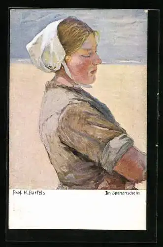 Künstler-AK G. Hirth`s Verlag, Serie XXI /4: Holländerin mit Haube im Sonnenlicht