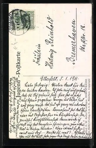 Künstler-AK G. Hirth`s Verlag, Serie III, 3.: Dorfstrasse mit Birken