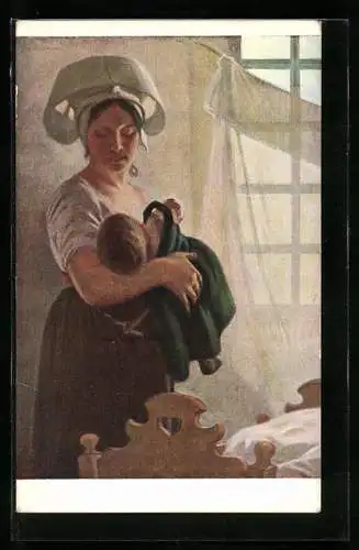 Künstler-AK G. Hirth`s Verlag, Serie XI, 2.: Das Erwachen, Frau mit Baby