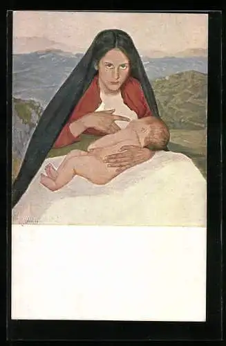Künstler-AK G. Hirth`s Verlag, Serie: IX, 1., Junge Sabinische Mutter