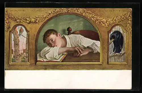 Künstler-AK G. Hirth`s Verlag, Serie: XI, 6., Nachdenklicher Junge mit Buch