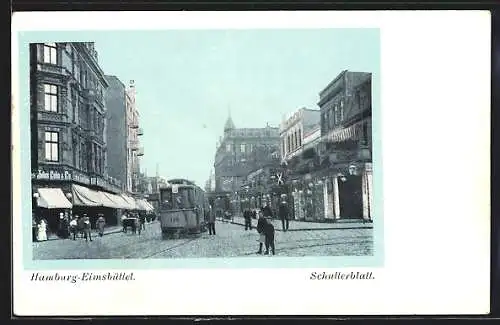 AK Hamburg-Eimsbüttel, Strassenbahn am Schulterblatt