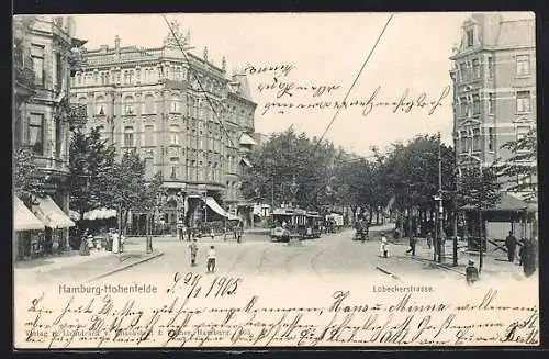 AK Hamburg-Hohenfelde, Strassenbahn in der Lübeckerstrasse