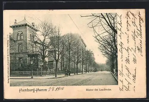 AK Hamburg-Hamm, Strasse Hinter der Landwehr jetzt Carl Petersen-Strasse