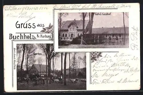 AK Buchholz /Kr. Harburg, Gohrs Gasthof mit Garten