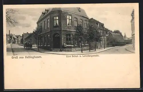 AK Kellinghusen, Gasthaus Overndorfer Hof an der Ecke Schul- und Lehmbergstrasse