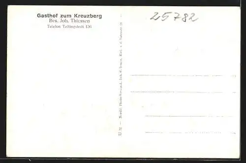 AK Schalkholz, Gasthof zum Kreuzberg v. Joh. Thiessen, Denkmal, Ortsansicht