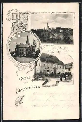 AK Oberferrieden, Gasthaus z. Ross, Schulhaus u. Kirche