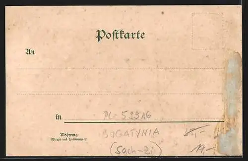 Lithographie Reichenau i.Sa., Postamt, Ortspartie