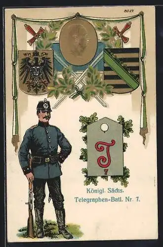 Lithographie Königl. Sächs. Telegraphen-Batl. Nr. 7
