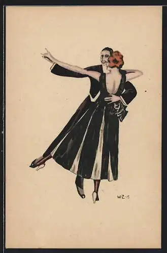 Künstler-AK W. Zabczinsky: Elegantes Paar beim Tanz