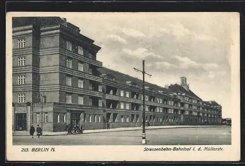 AK Berlin-Wedding, Strassenbahn-Bahnhof in der Müllerstrasse