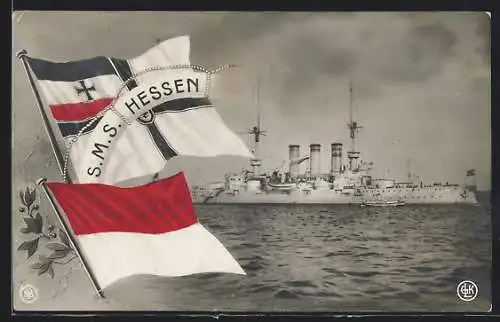 AK Kriegsschiff SMS Hessen, Reichskriegsflagge