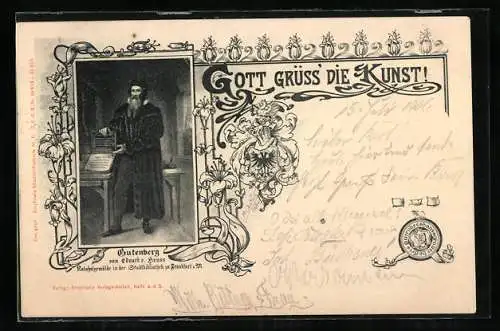 AK Portrait von Gutenberg mit einem Buch