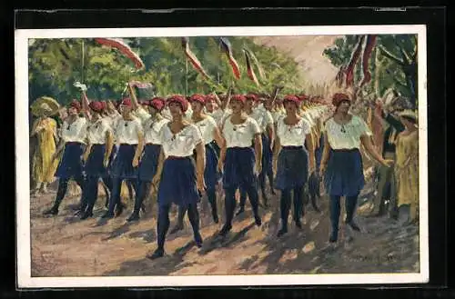 Künstler-AK Sokol, VIII. sletu vsesokolskemu v Praze 1926