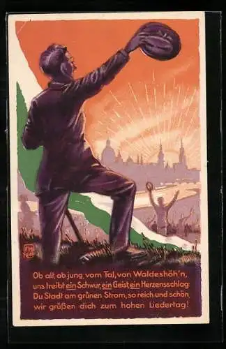 AK Dresden, 1. Sächsisches Sängerbundes-Fest 1925, Ob alt, ob jung...