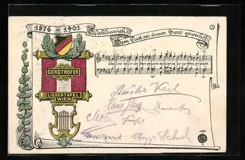 AK Sängerfest, Gersthofer Liedertafel Wien-Dem Lied sei unser Herz geweiht 1876-1901