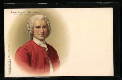 AK Bildnis Jean Jacques Rousseau in roter Jacke
