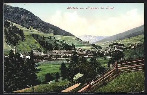 AK Matrei am Brenner in Tirol, Gesamtansicht von einem Berg aus