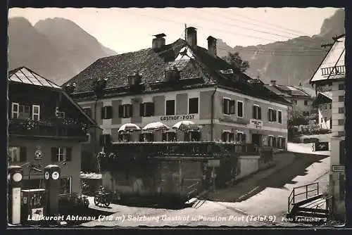 AK Abtenau /Salzburg, Gasthof und Pension Post, Tankstelle