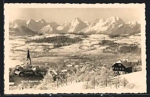 AK Wind.-Garsten (Oberösterreich), Winterliche Ansicht von einem Berg aus