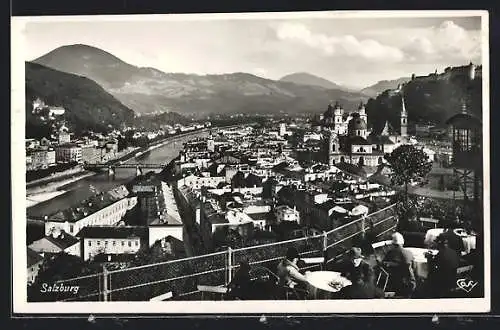 AK Salzburg, Stadtansicht vom Elektr. Aufzug (Mönchsberg)