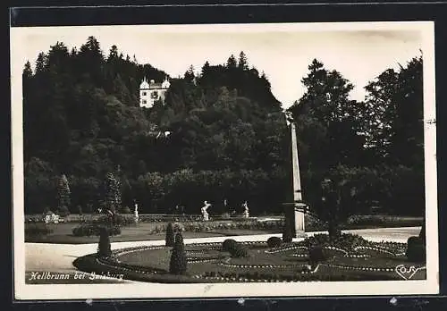 AK Hellbrunn bei Salzburg, Park mit Monatsschlössl