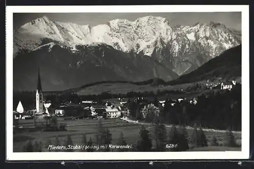 AK Mieders /Stubai, Ortsansicht mit Karwendel