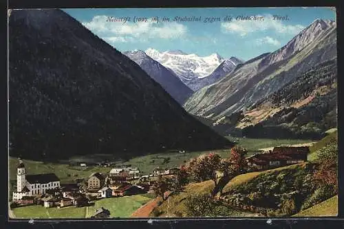 AK Neustift im Stubaital /Tirol, Ortsansicht gegen die Gletscher